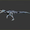 Futuristic Mechanical Dinosaur Character With Cybernetic Blue Accents And Glowing Details