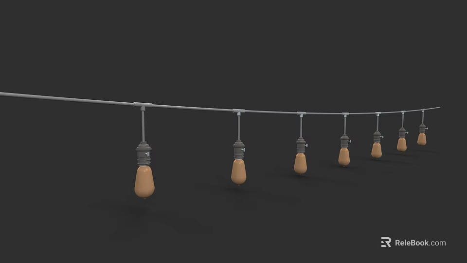 Outdoor String Lights with Hanging Vintage Bulbs for Garden Patio Decoration 3d model 