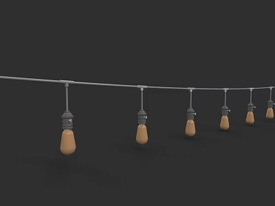 Outdoor String Lights with Hanging Vintage Bulbs for Garden Patio Decoration 3d model