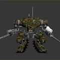 Military Style Camouflage Mech With Twin Cannons And Multi Legged Structure