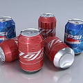 Red And Blue Soda Cans With Water Droplets As Daily Living Supplies