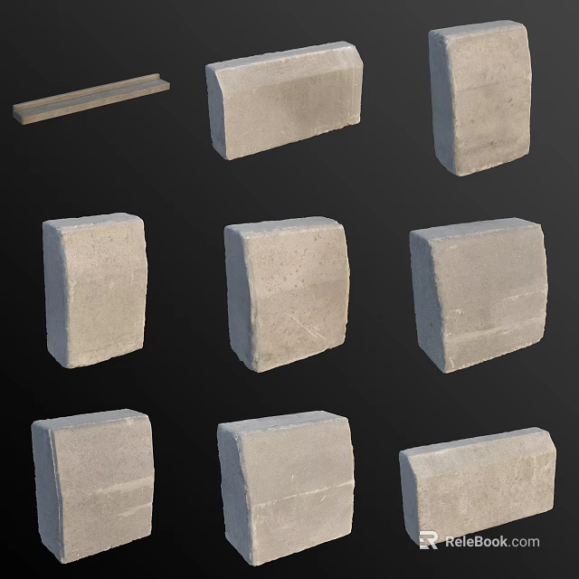 Durable Concrete Rectangular Curb Stones for Road Infrastructure Construction Projects 3d model 