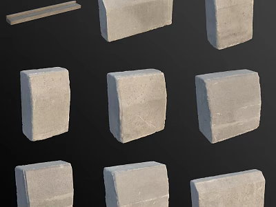 Durable Concrete Rectangular Curb Stones for Road Infrastructure Construction Projects 3d model