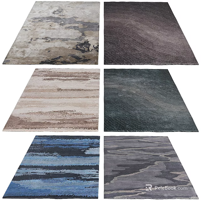 Square Rugs Collection Featuring Modern Textured Patterns And Diverse Color Tones 3d model
