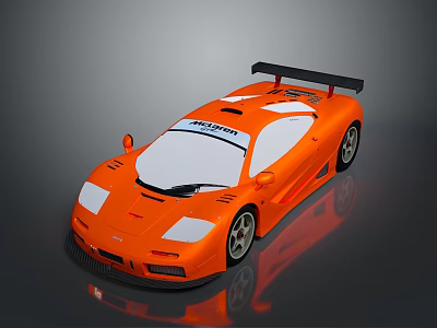 Orange High Performance Race Car With Sleek Design And Rear Spoiler 3d model