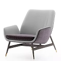 Upholstered Accent Chair Modern Design Light Gray Backrest Dark Purple Cushion Metal Legs Gold Feet
