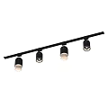Modern Black Track Four Downlights Spotlights Ceiling Lighting Fixture with Warm Light