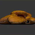 Heap of Golden Whole Almonds on Dark Background with Smooth Surface