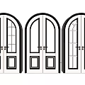 Different Designs of Double Doors with Arched Tops Glass Panels and Door Handles