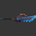 Fantasy Polearm Weapon With Blue Glowing Sharp Blade And Decorative Handle 3d model