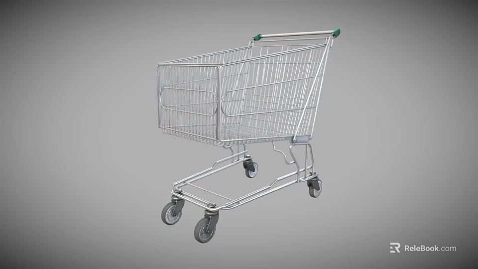 Metal Shopping Cart With Four Wheels And Metal Frame For Retail Use 3d model 