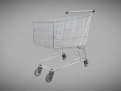 Metal Shopping Cart With Four Wheels And Metal Frame For Retail Use 3d model