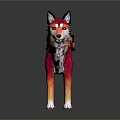 Colorful Fantasy Fox Game Movie Character With Pink Orange Fur Green Eyes And Black Ears