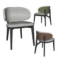 Modern Upholstered Dining Chairs With Gray Beige Brown Seats And Black Wooden Legs