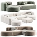 Modern Sectional Sofa with Soft Fabric Decorative Pillows and Matching Ottoman for Cozy Living Room