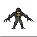 Fierce Monster Character Featuring Spiked Horns Glowing Yellow Chest Sharp Claws And Fangs