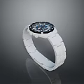Fashionable White Strap Watch With Black Dial And Modern Sporty Design
