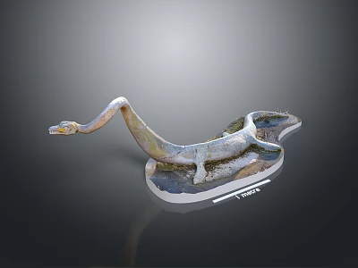 Artistic Silver Serpent Sculpture With Curved Body Elongated Head And Platform Base 3d model