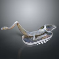 Artistic Silver Serpent Sculpture With Curved Body Elongated Head And Platform Base