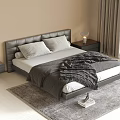 Double Bed Bedding Carpet Bedside Table Bedside Chandelier Table Lamp 3d model