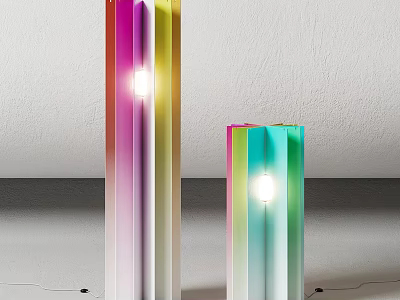 Two Colorful Gradient Floor Lamps With Vertical Stripes For Modern Interior Decor 3d model