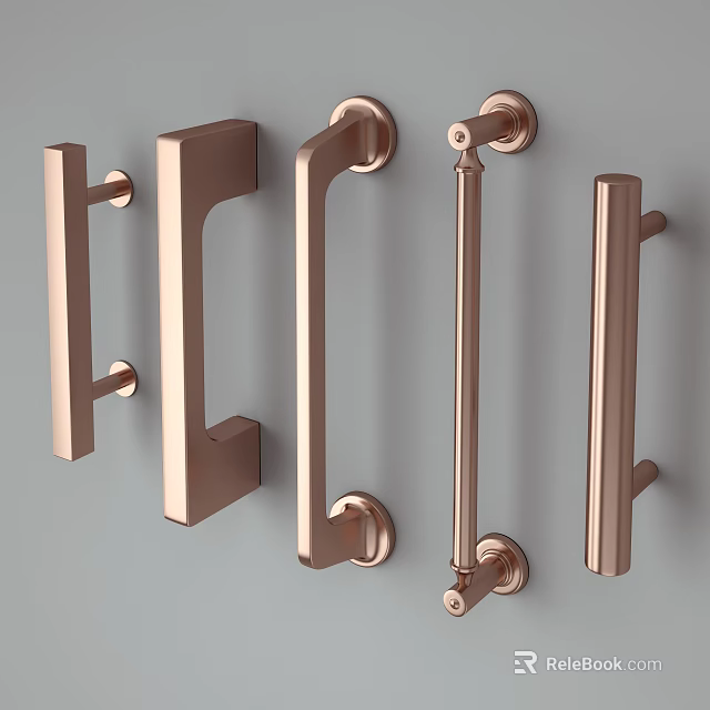 Modern Brass Door Handles With Various Design Styles For Home Decor 3d model 