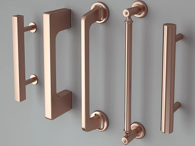Modern Brass Door Handles With Various Design Styles For Home Decor 3d model