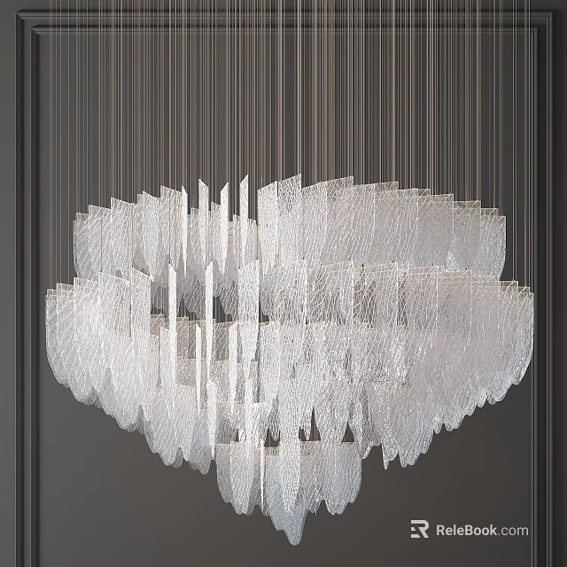 Elegant Modern Crystal Chandelier With Layered Transparent Glass Pieces For Interior Lighting 3d model 