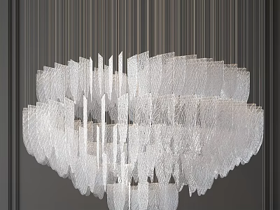 Elegant Modern Crystal Chandelier With Layered Transparent Glass Pieces For Interior Lighting 3d model