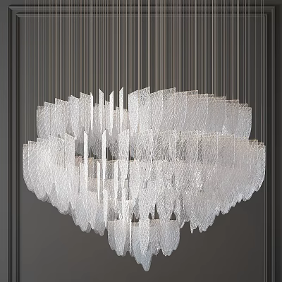 Elegant Modern Crystal Chandelier With Layered Transparent Glass Pieces For Interior Lighting 3d model