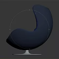 Blue Modern Leisure Chair With Stylish Curved Backrest Silver Round Metal Base Plush Upholstered Seat