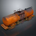 Rusty Orange Oil Tank Car With Metal Ladder And Frame