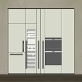 Modern Built in Refrigerator Freezer in Kitchen With Wine Rack Oven and Cabinets