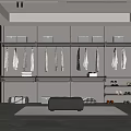 Modern Walk-in Closet Interior Design With Hanging Clothes Shoe Shelves And Storage Boxes