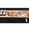 Assorted Fresh Sushi Platter on Wooden Plate with Chopsticks and Soy Sauce