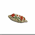Delicious Pita Bread Topped With Red Sauce White Sauce Green Vegetables And Cheese Cubes
