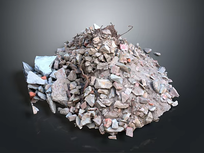 Large Construction Waste Pile With Crushed Stones Bricks Concrete Blocks And Debris 3d model