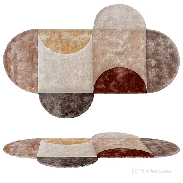 Modern Stylish Shaped Carpet with Geometric Patterns and Multicolor Tones for Home Decor 3d model