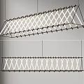 Modern Geometric Grid Chandelier With Metal Frame And LED Lights For Contemporary Interior Spaces