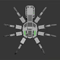 Detailed Mechanical Spider Robot Design Featuring Multiple Legs And Green Accents