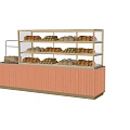 Bakery Display Shelf With Multiple Tiers Glass Doors And Various Bread Types