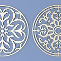 Two Circular Decorative Carved Patterns With Intricate Floral Designs On Blue Background 3d model