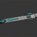 Futuristic Sci Fi Weapon With White Gray Body And Blue Glowing Accents