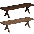 Wooden Benches With X Shaped Legs And Textured Surfaces In Two Tones
