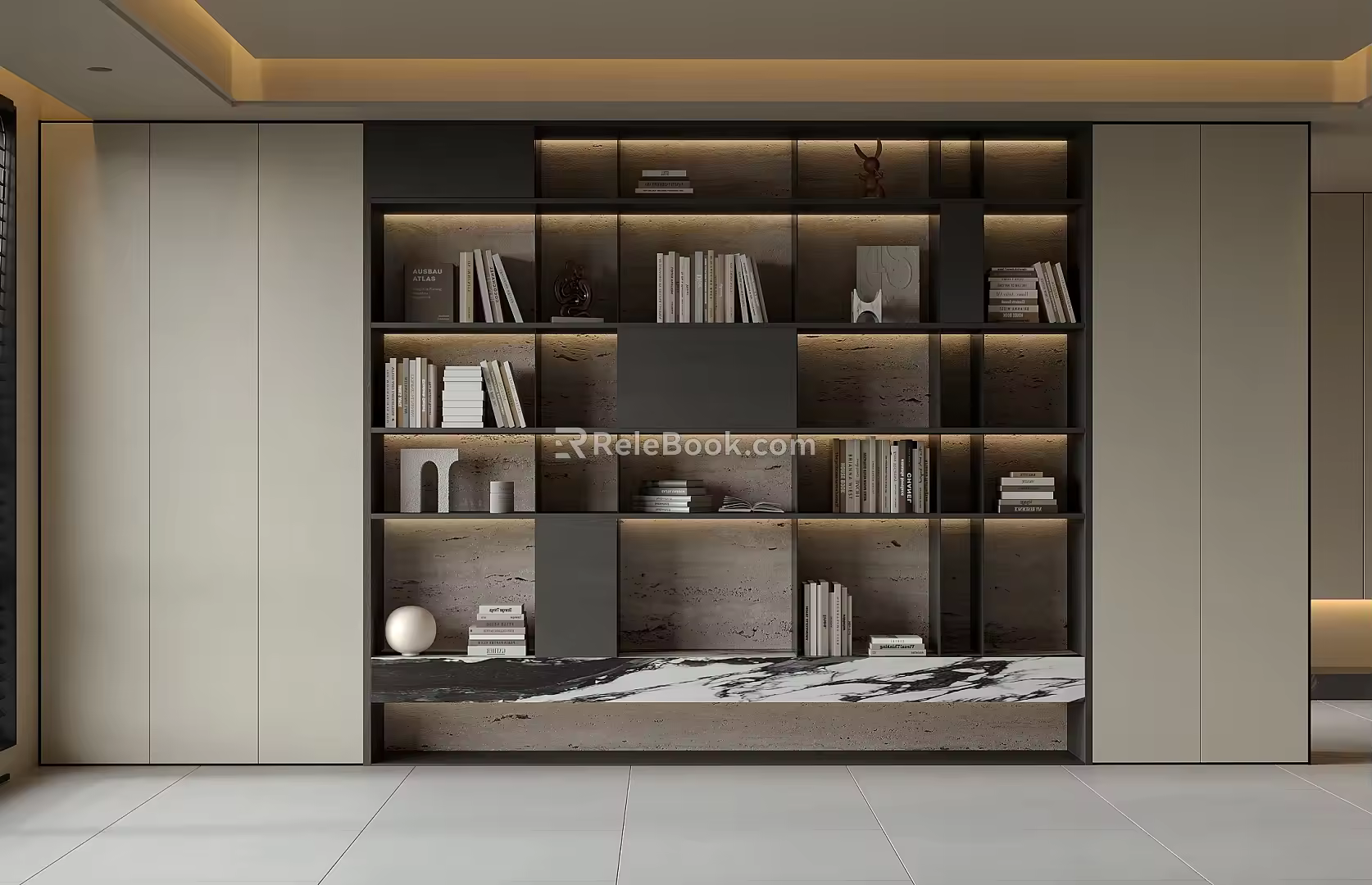 bookcase bookshelf book ornaments 3d model