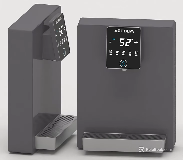 TRELLIVA Modern Grey Water Dispenser With 52 Degree Temperature Display And Digital Panel 3d model 