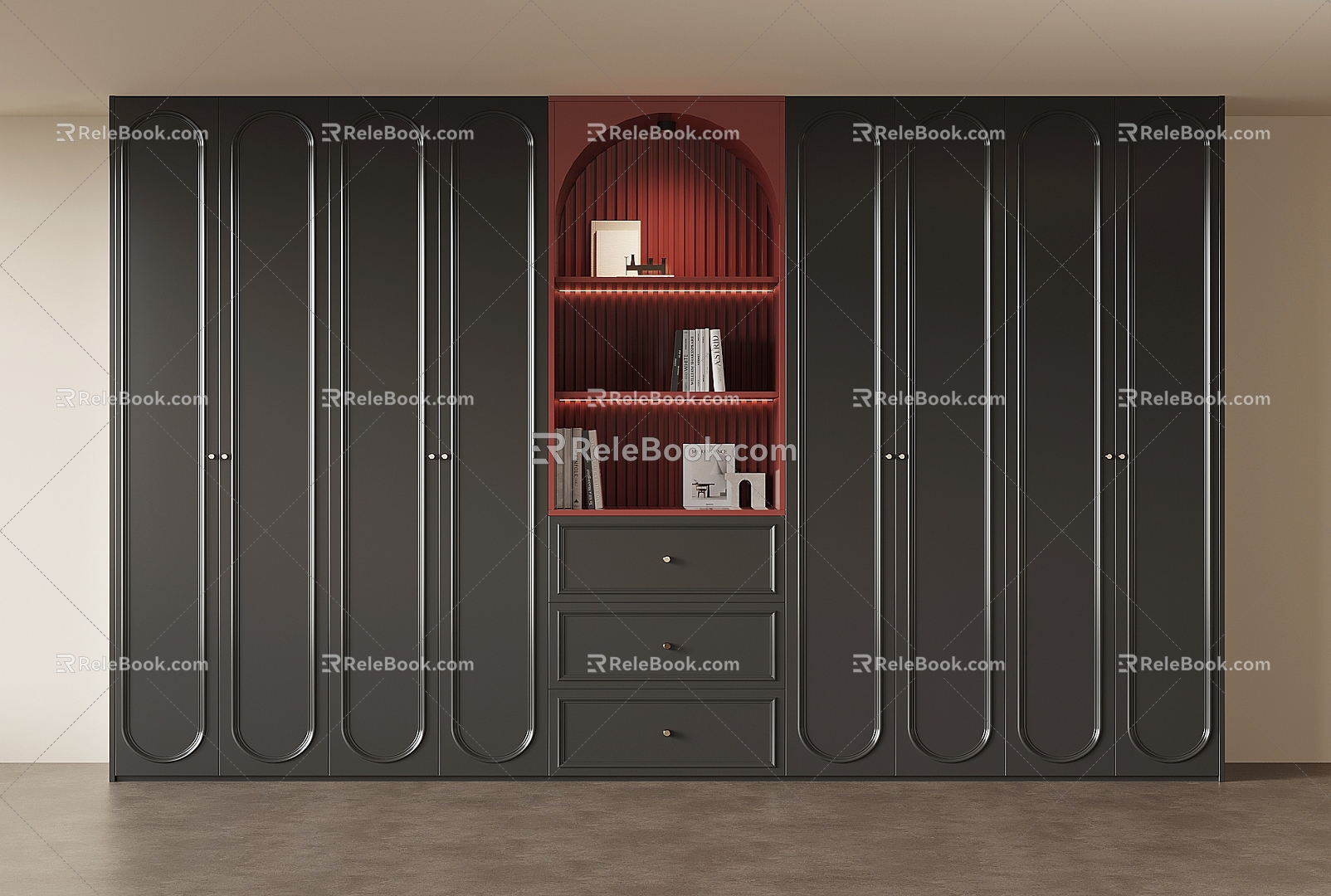 French retro style bookcase 3d model