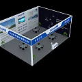 Everflo Exhibition Booth Interior With Screens Tables Chairs Negotiation Area And Green Plants