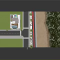 High Rise Apartment Building With Rooftop Pool Near Beach And Palm Trees