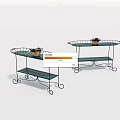 Indoor Metal Decorative Shelving Units Featuring Two Tiered Design And Potted Plants